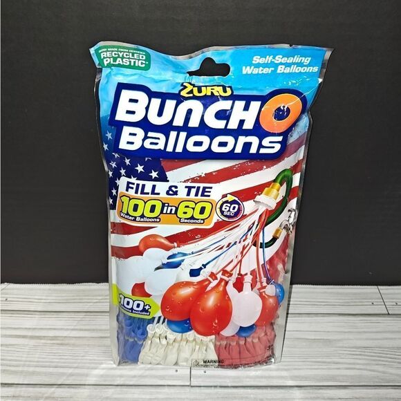 Zuru Bunch O Balloons - 100 Rapid-Filling Self-Sealing Red, White, and Blue Kids - Picture 1 of 6
